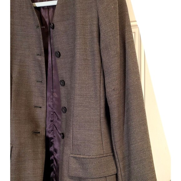 Vintage Chaus Blazer Herringbone Lambswool  Rayon Suit Separate Brown Size 8 - Picture 4 of 16